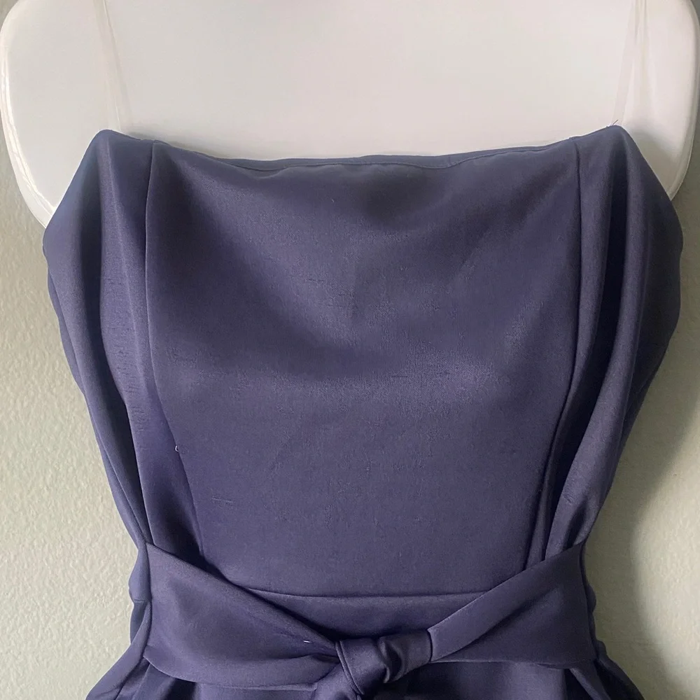 NWT Charlotte Russe Strapless Navy Tie-Waist Cocktail Dress - Picture 6 of 11